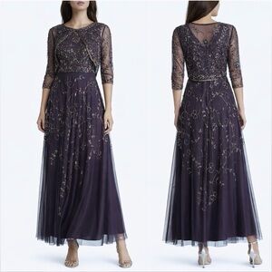Pisarro Nights Jacket & Long Dress 6 Sequin Beaded Wedding Party Formal NEW $268